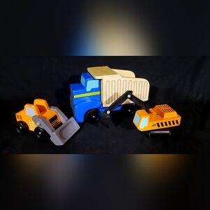 Melissa & Doug Wooden Construction Vehicles Playset
